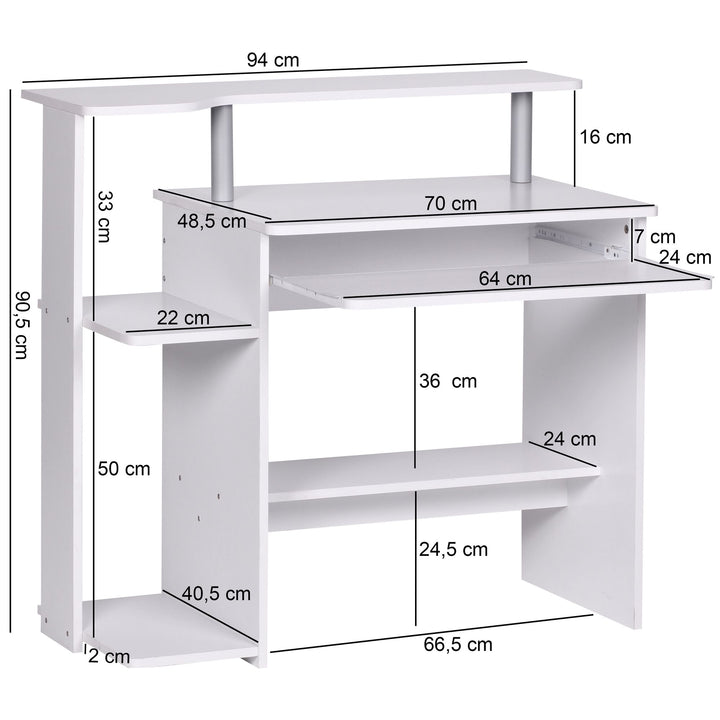 Computertisch_ Zeitloses Design_ Stauraum_ Tastaturauszug_ Spanplatte_ Weiß - KADIMA DESIGN_Größe_ 94x48x90 cm_