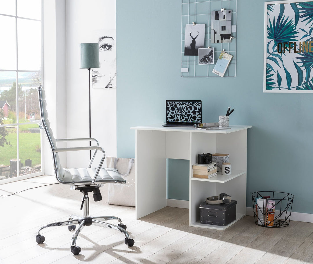 Computertisch SEGRE_ großzügige Arbeitsfläche_ praktische Aufbewahrung_ Spanplatte - KADIMA DESIGN_Größe_ 82x60x76 cm_