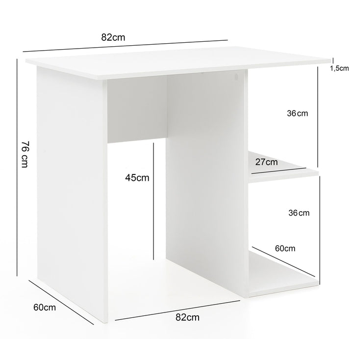 Computertisch SEGRE_ großzügige Arbeitsfläche_ praktische Aufbewahrung_ Spanplatte - KADIMA DESIGN_Größe_ 82x60x76 cm_