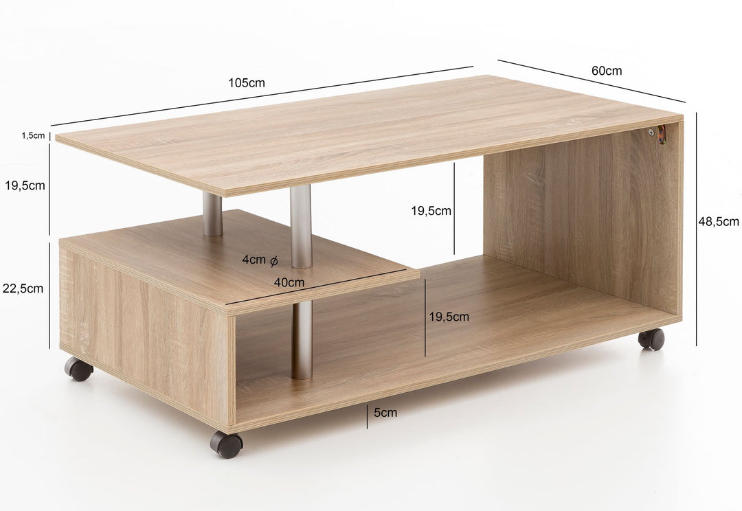 Couchtisch &quot;Eleganza&quot;_ Stilvoll_ geräumige Ablageflächen_ Melaminharzbeschichtung - KADIMA DESIGN_Größe_ 105x60x48 cm_