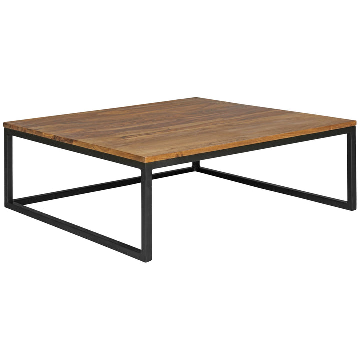 Couchtisch Set Industrial-Stil - Holzplatte_ Metallgestell_ 2 Größen_ Sheeshamfarben_ KADIMA DESIGN_Größe_ 75x75x27 cm_