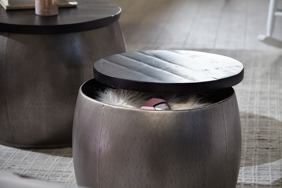 2er Set Couchtische CENO_ Metall Holz_ Industrial-Stil_ Satztisch - KADIMA DESIGN_Größe_ 55x55x45 cm_