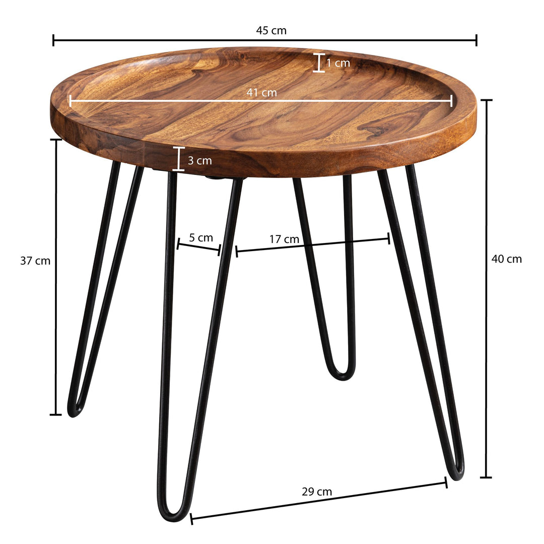Couchtisch aus Sheeshamholz_ Modernes Design mit Haarnadelbeinen - KADIMA DESIGN_Größe_ 45x41x40 cm_
