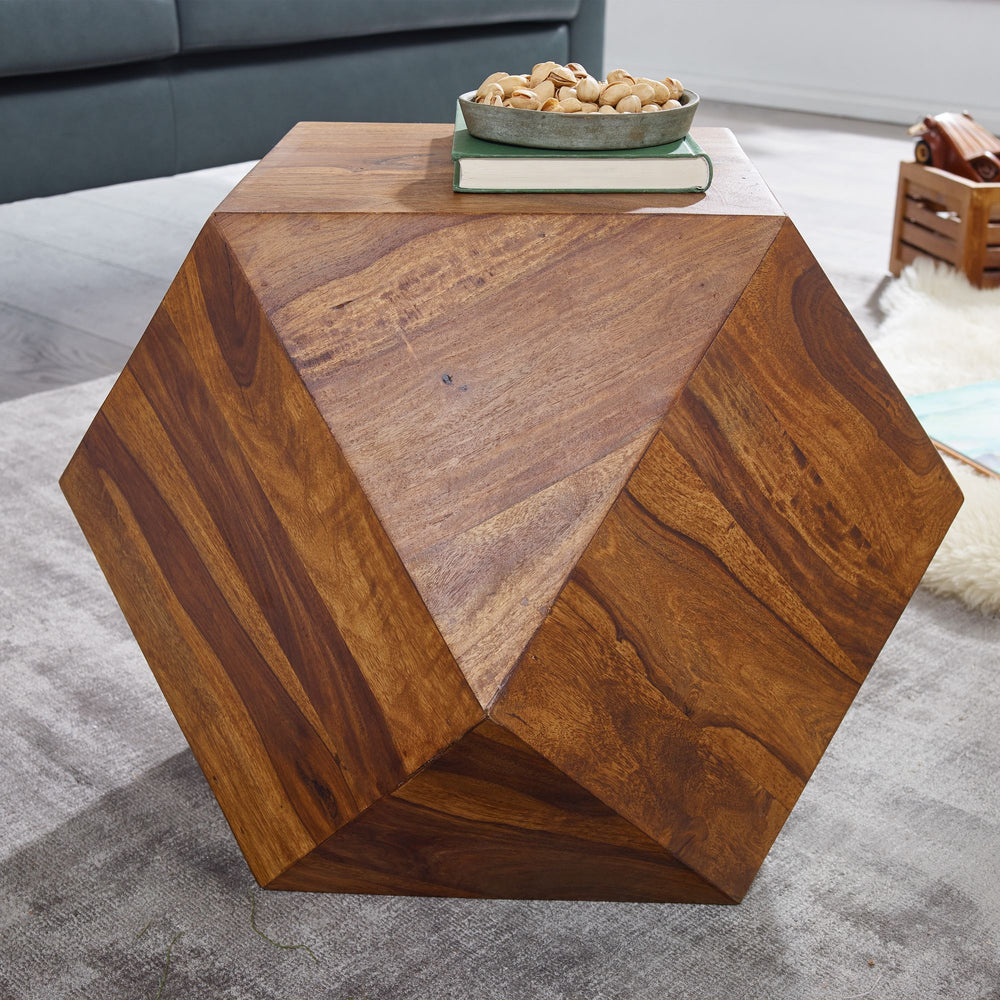 Sheeshamholz Couchtisch_ Diamant-Design_ 57x42_5x57 cm_ 30 kg Belastbarkeit - KADIMA DESIGN_Größe_ 57x43x57 cm_