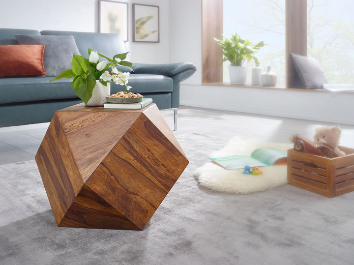 Sheeshamholz Couchtisch_ Diamant-Design_ 57x42_5x57 cm_ 30 kg Belastbarkeit - KADIMA DESIGN_Größe_ 57x43x57 cm_