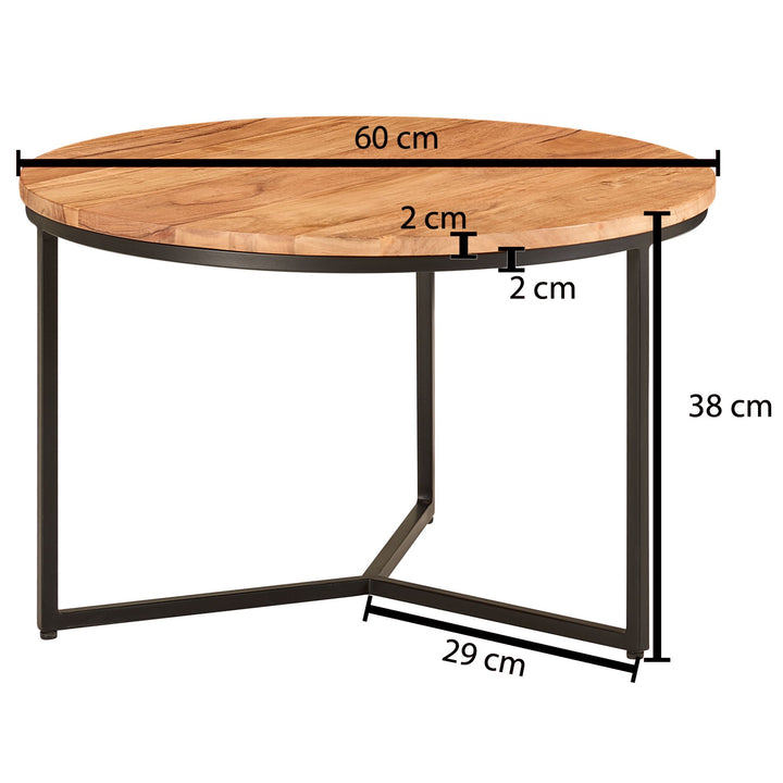 Akazienholz Couchtisch_ Elegantes Design_ Stauraum_ Robustes Eisengestell - KADIMA DESIGN_Größe_ 60x60x38 cm_