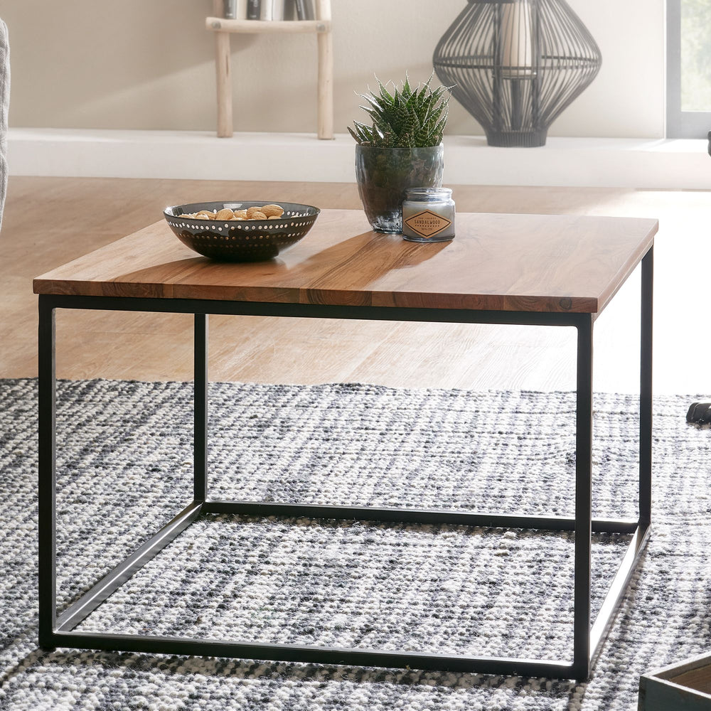 Couchtisch Industrial_ Akazienholz &amp; Eisengestell_ Handgefertigt - KADIMA DESIGN_Größe_ 60x60x41 cm_