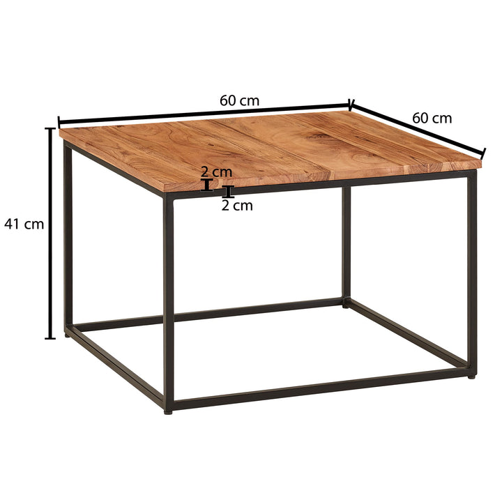 Couchtisch Industrial_ Akazienholz &amp;amp; Eisengestell_ Handgefertigt - KADIMA DESIGN_Größe_ 60x60x41 cm_