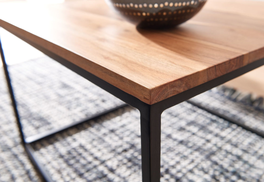 Couchtisch Industrial_ Akazienholz &amp; Eisengestell_ Handgefertigt - KADIMA DESIGN_Größe_ 60x60x41 cm_