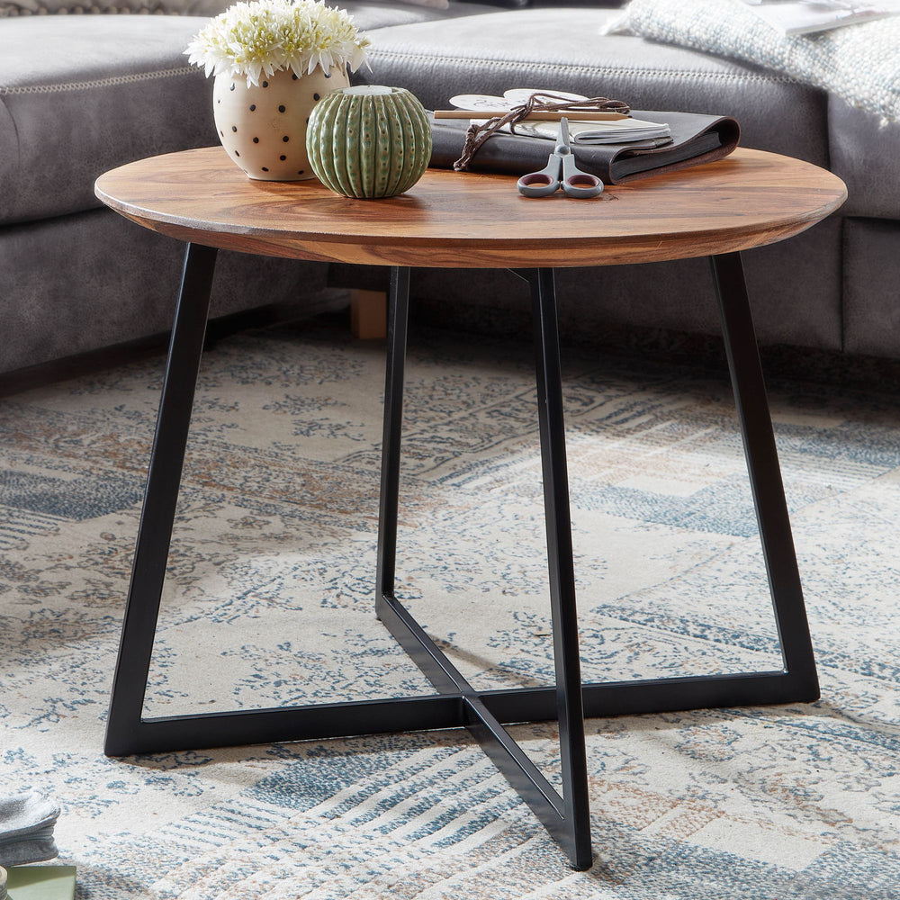 Haim-Couchtisch aus massivem Sheesham-Holz_ Rund_ Modernes Design_ 60x60x45 cm - KADIMA DESIGN_Größe_ 60x60x45 cm_
