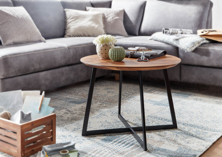 Haim-Couchtisch aus massivem Sheesham-Holz_ Rund_ Modernes Design_ 60x60x45 cm - KADIMA DESIGN_Größe_ 60x60x45 cm_