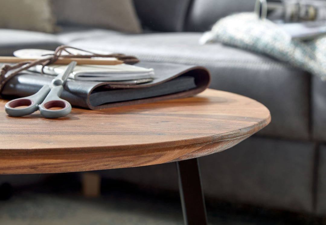 Haim-Couchtisch aus massivem Sheesham-Holz_ Rund_ Modernes Design_ 60x60x45 cm - KADIMA DESIGN_Größe_ 60x60x45 cm_