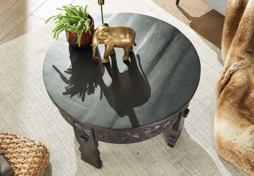 Orientalischer Couchtisch_ Schwarz lackiertes Massivholz_ Handgefertigt - KADIMA DESIGN_Größe_ 60x60x36 cm_