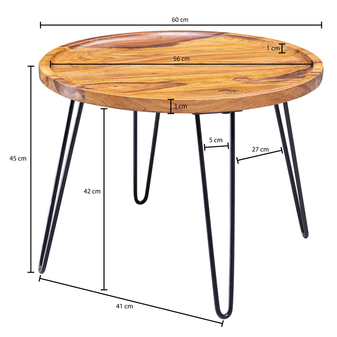 Sheeshamholz Couchtisch_ Haarnadelbeine_ modernes Design_ große Ablagefläche - KADIMA DESIGN_Größe_ 60x60x45 cm_