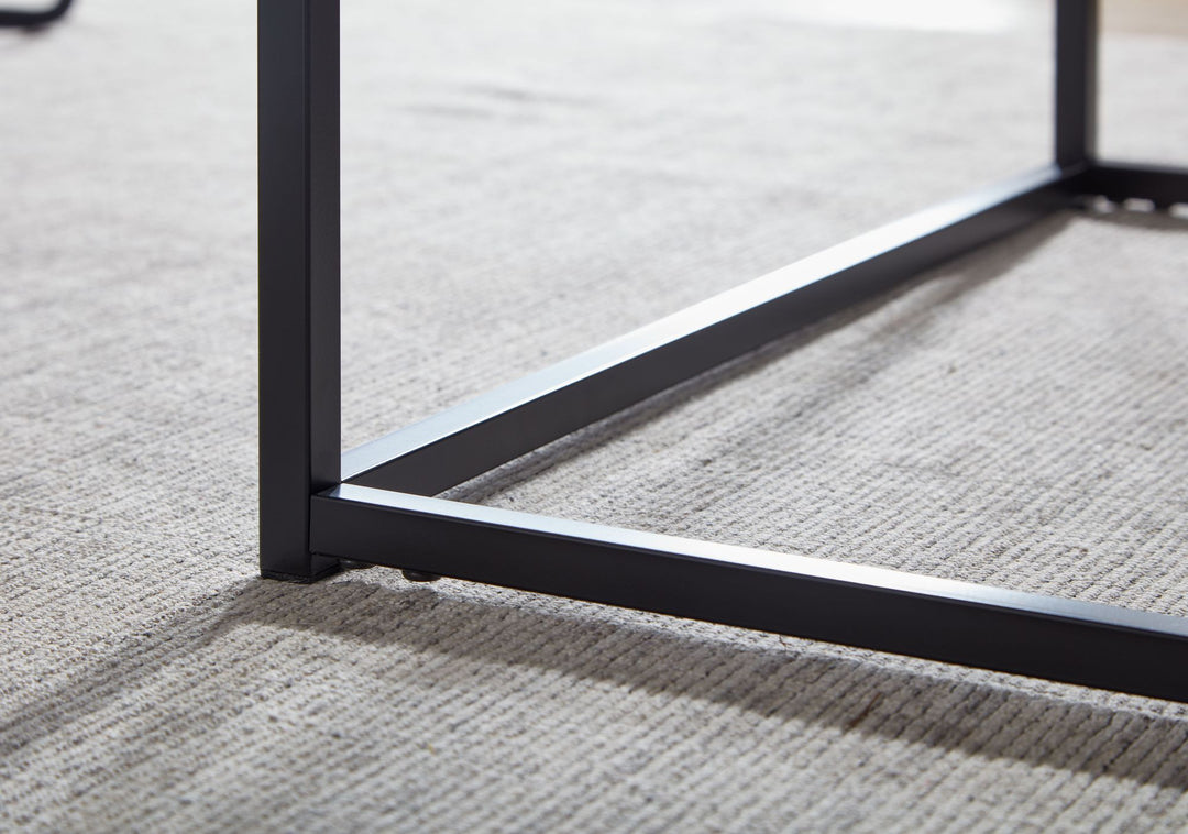 Quadratischer Couchtisch_ Marmor-Optik_ Metallgestell_ Industrial-Stil_ pflegeleicht_ verschiedene Farben - KADIMA DESIGN_Farbe_ Schwarz_ Material_ Holz_ Größe_ 60x60x45 cm_