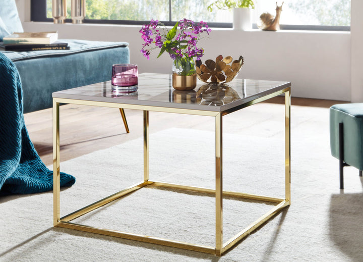 Quadratischer Couchtisch_ Marmor-Optik_ Metallgestell_ Industrial-Stil_ pflegeleicht_ verschiedene Farben - KADIMA DESIGN_Farbe_ Weiß_ Material_ Holz_ Größe_ 60x60x45 cm_