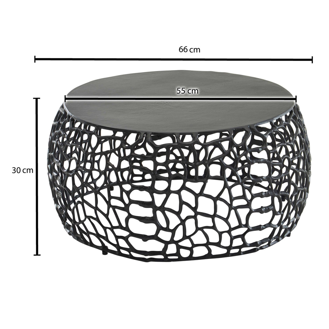 Couchtisch ASTLUX_ Aststruktur_ lackiertes Aluminium_ handgefertigt_ Anti-Rutsch-Noppen_ Ablagefläche - KADIMA DESIGN_Farbe_ Schwarz_ Größe_ 66x66x30 cm_