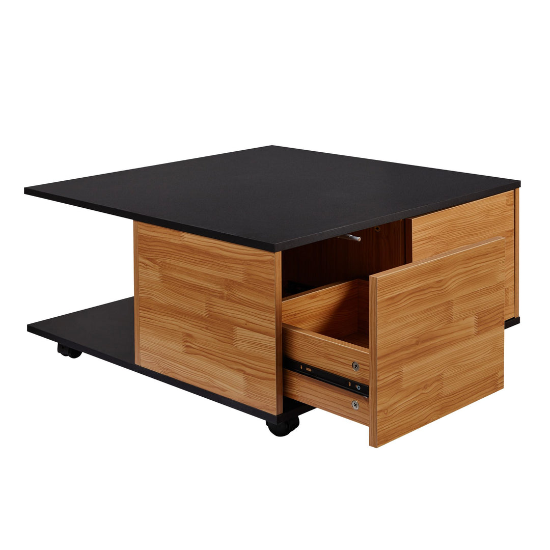 Couchtisch RAPIDO_ 70x70x36_5 cm_ 2 Schubladen_ Rollen_ Melaminharzbeschichtung_ Weiß/Anthrazit - KADIMA DESIGN_Farbe_ Anthrazit_ Größe_ 70x70x36 cm_