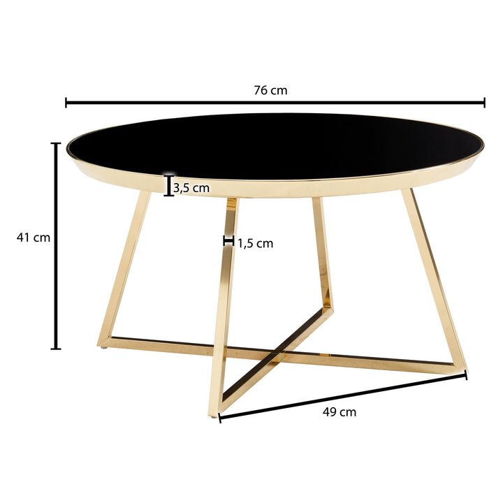 Couchtisch OGGLIO_ Verspiegelte Tischplatte_ glänzendes Metallgestell_ 76x76x41 cm_ Spiegelglas/Stahl - KADIMA DESIGN_Farbe_ Schwarz_ Größe_ 76x76x41 cm_#sku_BARWL6.612#