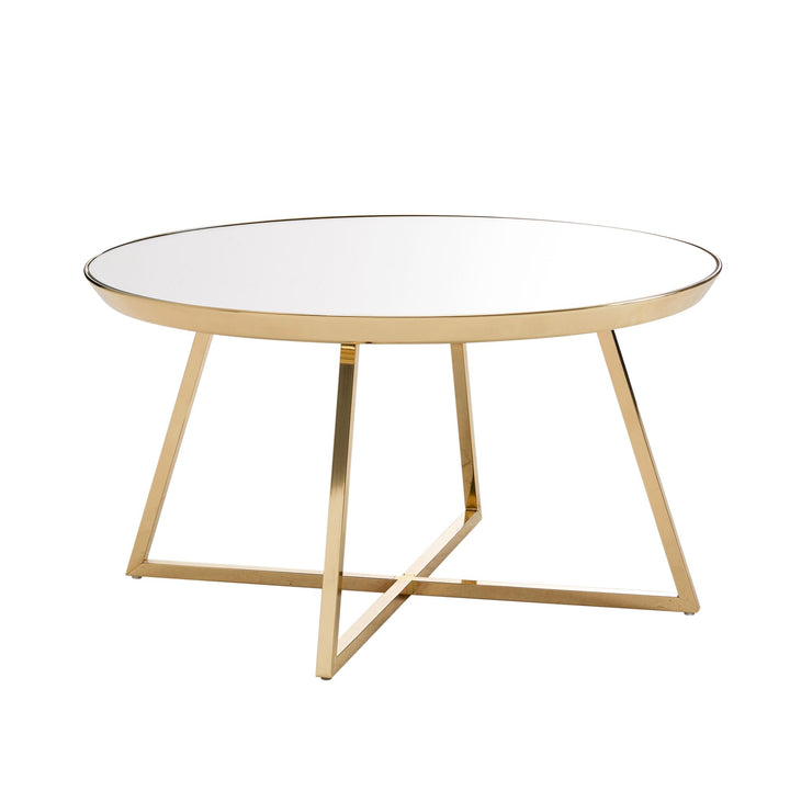 Couchtisch OGGLIO_ Verspiegelte Tischplatte_ glänzendes Metallgestell_ 76x76x41 cm_ Spiegelglas/Stahl - KADIMA DESIGN_Farbe_ Gold_ Größe_ 76x76x41 cm_#sku_BARWL6.613#