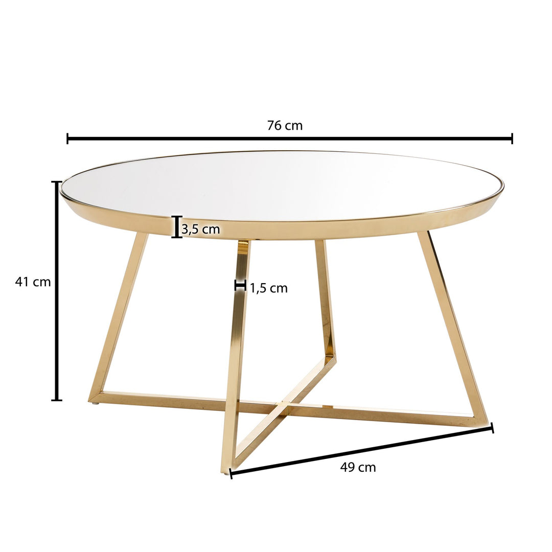 Couchtisch OGGLIO_ Verspiegelte Tischplatte_ glänzendes Metallgestell_ 76x76x41 cm_ Spiegelglas/Stahl - KADIMA DESIGN_Farbe_ Gold_ Größe_ 76x76x41 cm_#sku_BARWL6.613#