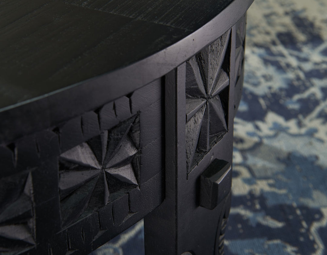 Massivholz Couchtisch_ Orientalisches Design_ Schwarz Lack_ Handgefertigt - KADIMA DESIGN_Größe_ 80x80x36 cm_