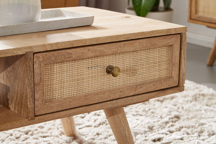 Massiver Mango-Holz Couchtisch mit Ablagefläche_ Zeitlos_ geräumig &amp;amp; stabil - KADIMA DESIGN_Größe_ 90x45x40 cm_
