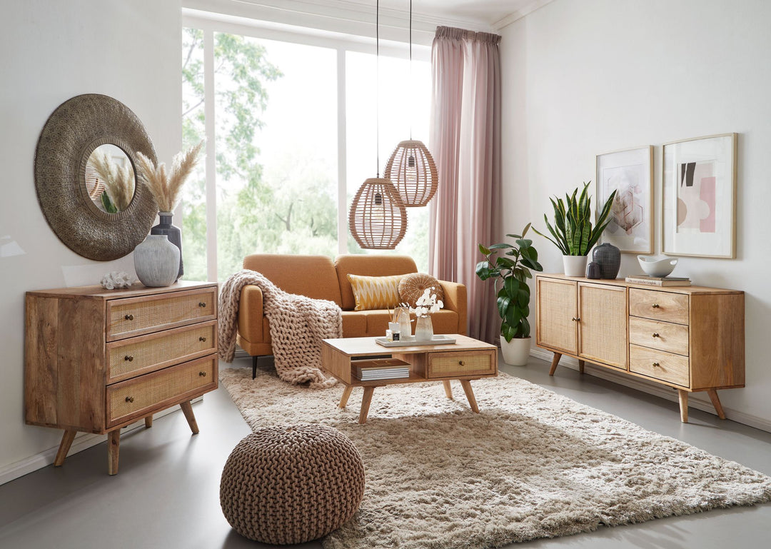 Massiver Mango-Holz Couchtisch mit Ablagefläche_ Zeitlos_ geräumig &amp; stabil - KADIMA DESIGN_Größe_ 90x45x40 cm_