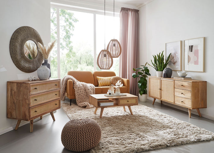 Massiver Mango-Holz Couchtisch mit Ablagefläche_ Zeitlos_ geräumig &amp;amp; stabil - KADIMA DESIGN_Größe_ 90x45x40 cm_