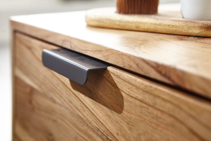 Massiver Couchtisch aus Holz und Metall_ Trendiges Design_ Viel Stauraum_ Stabile Standbeine - KADIMA DESIGN_Größe_ 95x45x45 cm_