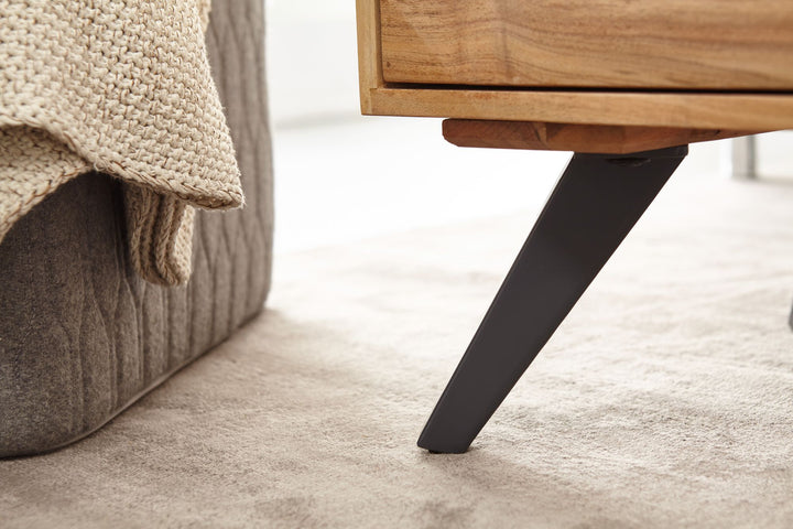 Massiver Couchtisch aus Holz und Metall_ Trendiges Design_ Viel Stauraum_ Stabile Standbeine - KADIMA DESIGN_Größe_ 95x45x45 cm_