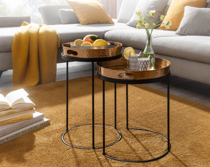 Beistelltische NERA_ Hammerstruktur_ Griffmulden_ Aluminium &amp;amp; Stahl_ abnehmbare Tischplatten - KADIMA DESIGN_Farbe_ Gold_ Größe_ 38x38x45 cm_