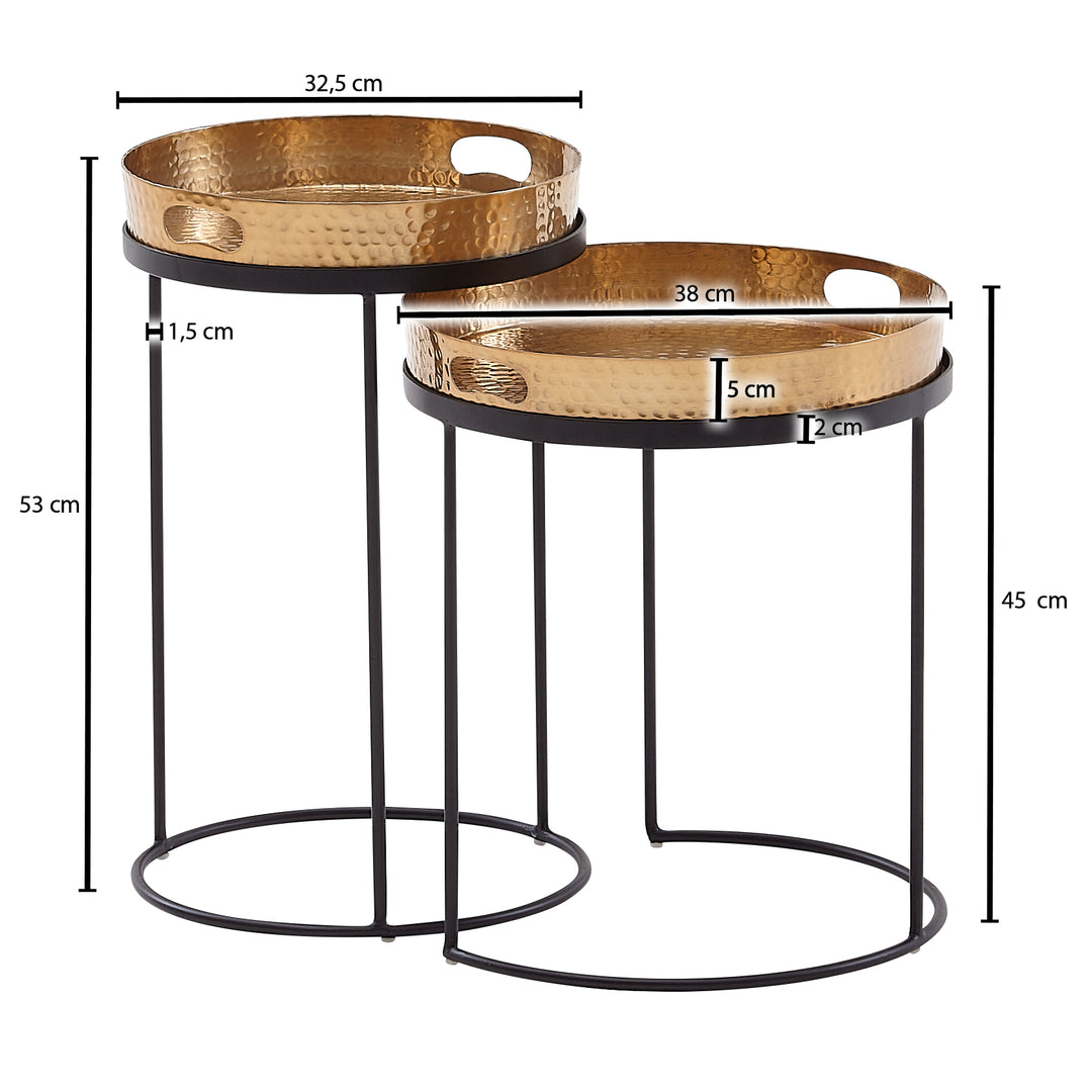 Beistelltische NERA_ Hammerstruktur_ Griffmulden_ Aluminium &amp; Stahl_ abnehmbare Tischplatten - KADIMA DESIGN_Farbe_ Gold_ Größe_ 38x38x45 cm_