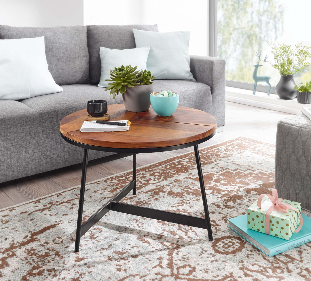 KADIMA DESIGN Couchtisch "Arya" - Massivholz/Metall_ Handgefertigt_ Modernes Design [60x60x45cm]_Braun_#sku_BARWL6.730#