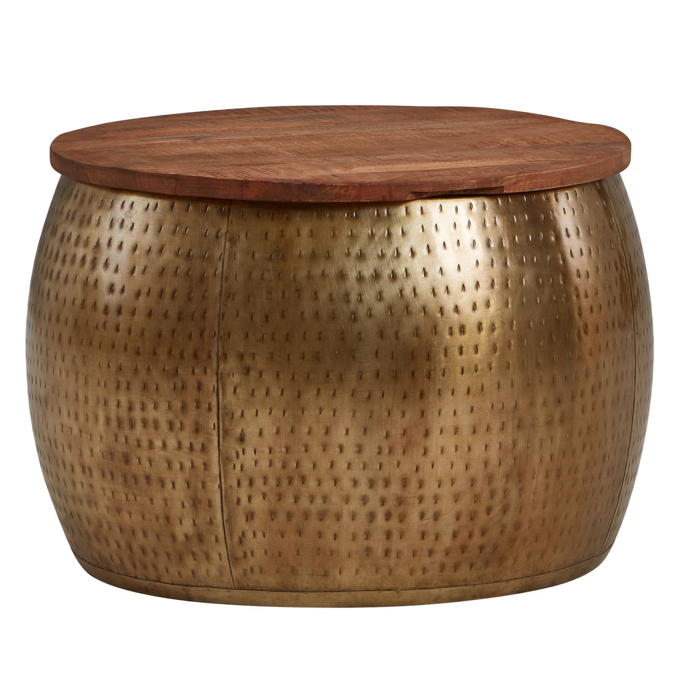 Moderner Couchtisch &quot;Aurora&quot; aus Massivholz_ Braun/Gold_ mit elegantem Design und Stauraum - KADIMA DESIGN_Größe_ 60x60x40 cm_