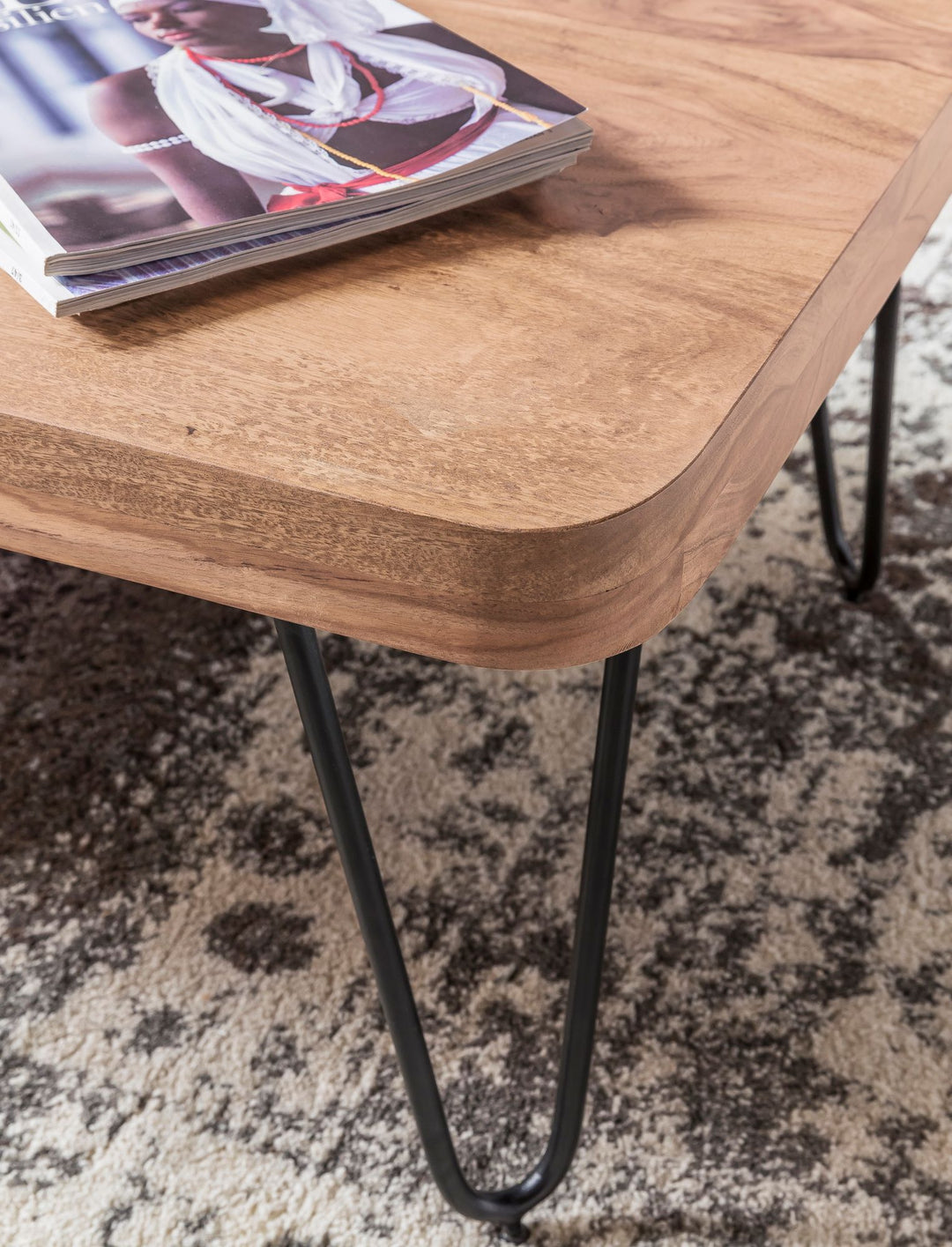 Couchtisch BALU Massivholz_ Rechteckig_ Metallbeine_ handgefertigt_ einzigartige Maserung - KADIMA DESIGN_Farbe_ Beige_ Größe_ 115x60x40 cm_