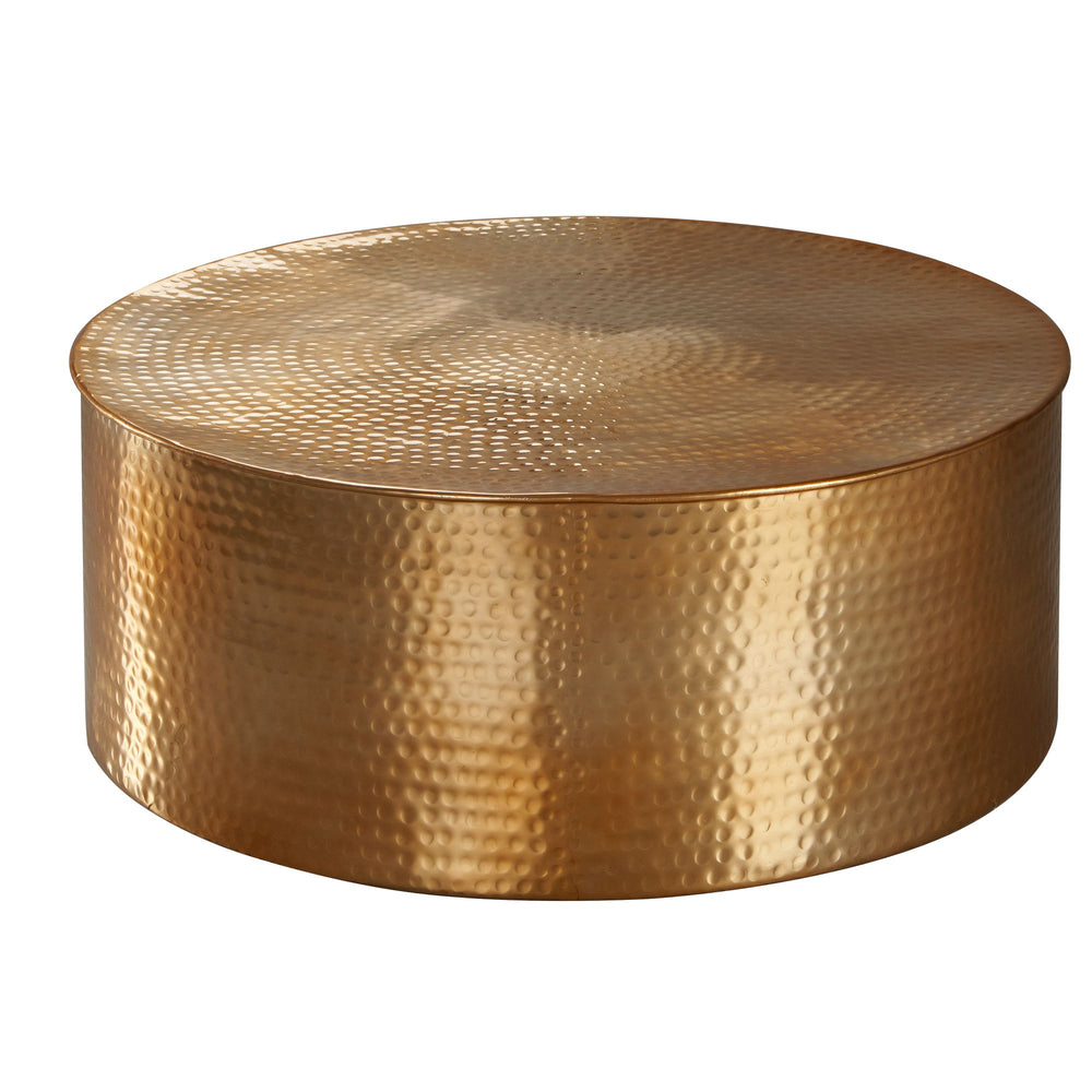 Couchtisch ENNS_ Orientalisch_ Hammerschlagstruktur_ Aluminium_ großzügige Ablage - KADIMA DESIGN_Farbe_ Gold_ Größe_ 75x75x31 cm_