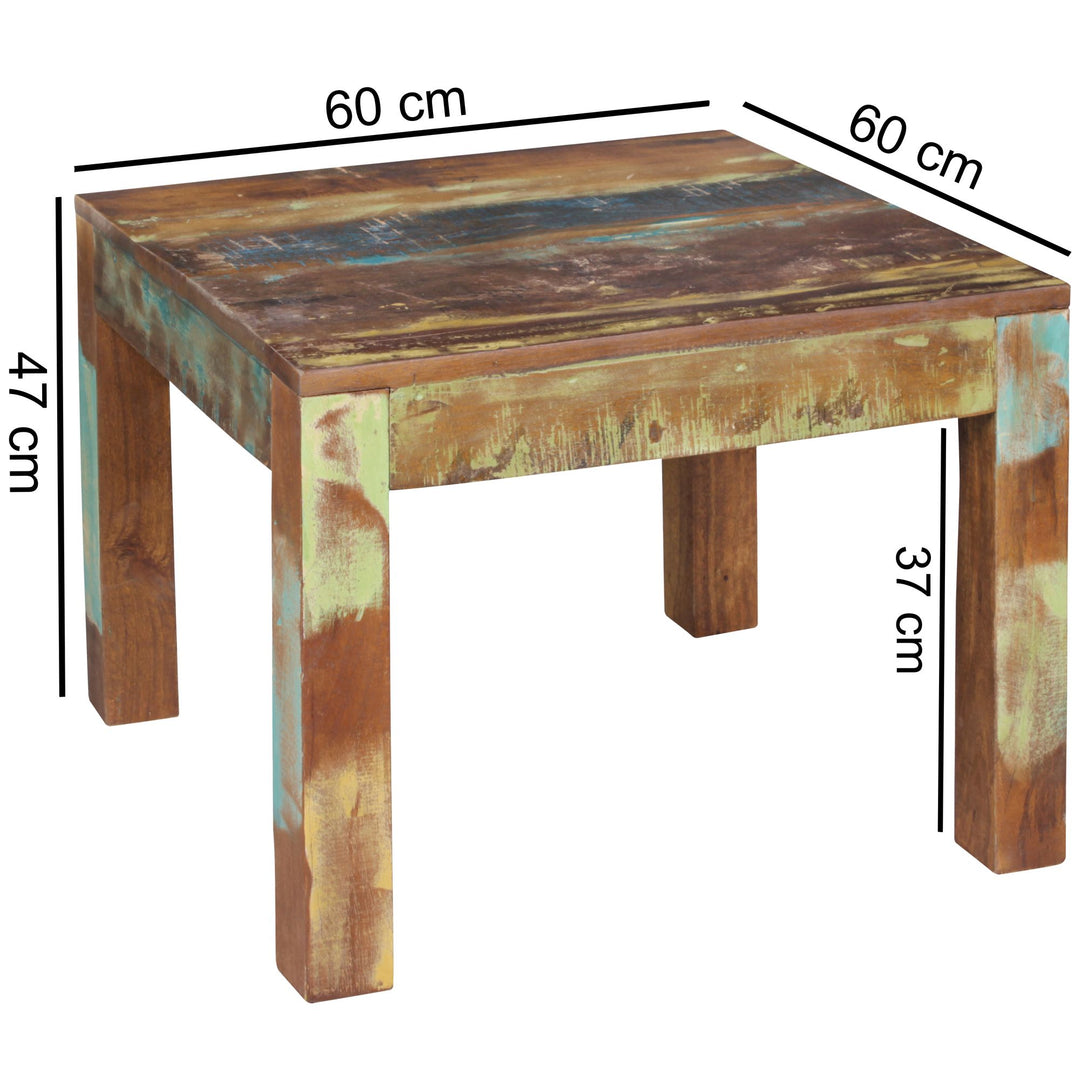 Rustikaler Couchtisch_ Recyceltes Mango-Holz_ Shabby-Chic-Design_ robust_ Klarlack-Beschichtung_ große Tischplatte - KADIMA DESIGN_Farbe_ Braun_ Größe_ 60x60x47 cm_