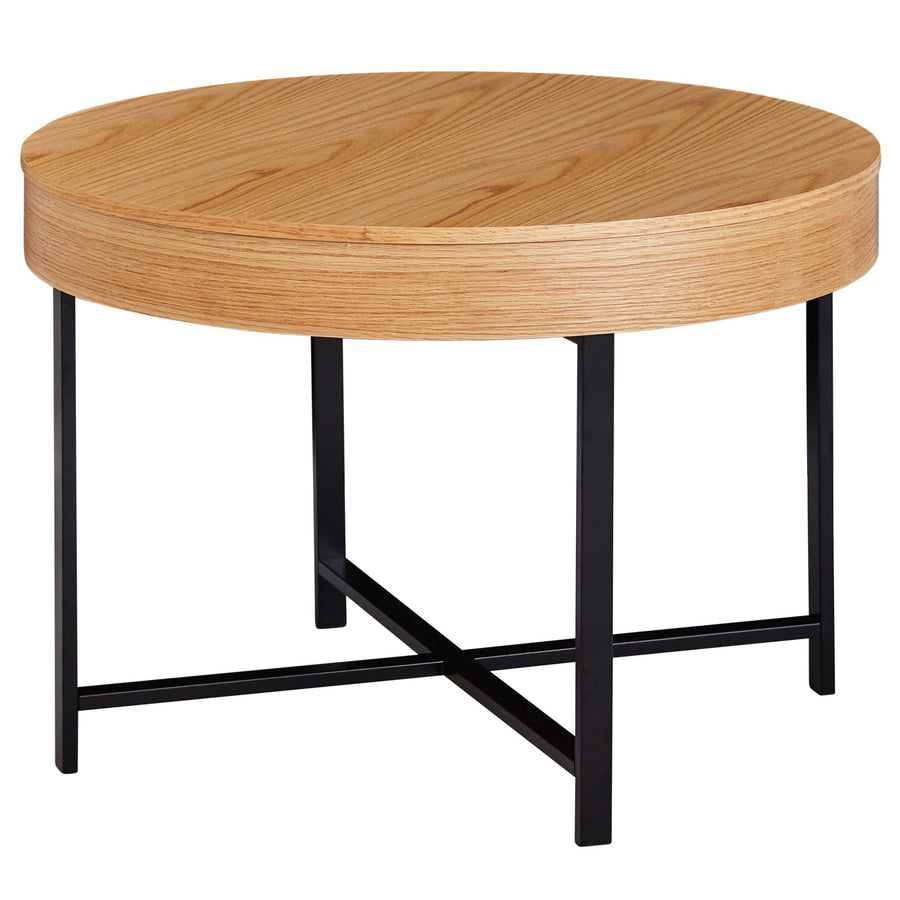 Couchtisch Holzoptik-Metallbeine_ runder Tisch mit Stauraum_ 69x49x69 cm_ moderner Industrial-Look - KADIMA DESIGN_Größe_ 69x69x49 cm_#sku_BARWL5.978#