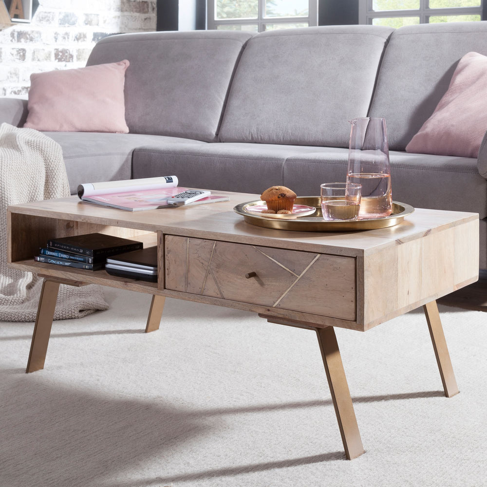 Couchtisch Garda_ Rustikaler Landhausstil_ Massivholz-Mango und Metall_ 95x42x50 cm - KADIMA DESIGN_Größe_ 95x50x42 cm_