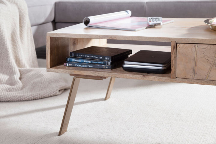 Couchtisch Garda_ Rustikaler Landhausstil_ Massivholz-Mango und Metall_ 95x42x50 cm - KADIMA DESIGN_Größe_ 95x50x42 cm_