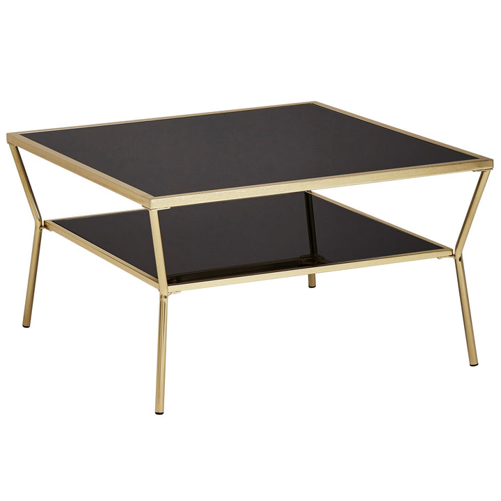 KADIMA DESIGN stilvoller Couchtisch aus Glas - Beistelltisch mit Ablagemöglichkeiten_ 70x70 cm_ gold_Gold_#sku_BARWL5.992#