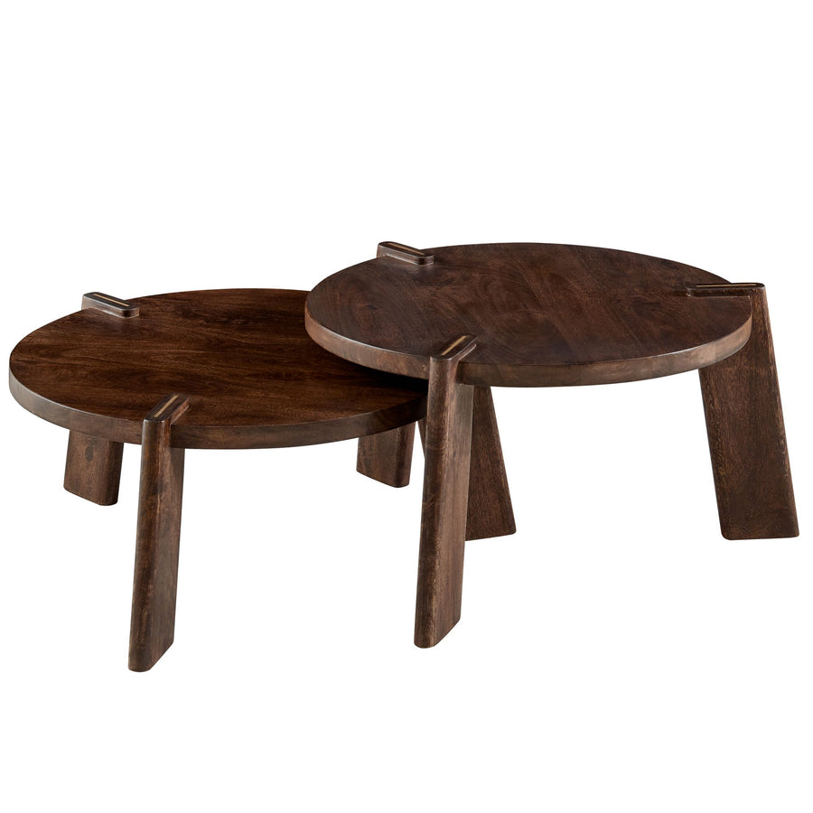 KADIMA DESIGN 2er Set Couchtische aus Mango Massivholz HELEN – Modernes Design mit Holzmaserung_Braun_#sku_BARWL6.345#