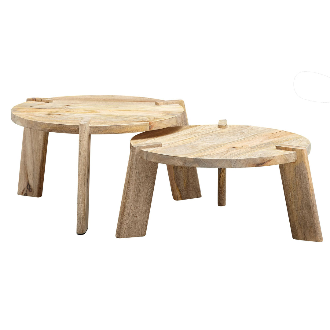 KADIMA DESIGN 2er Set Couchtische aus Mango Massivholz HELEN – Modernes Design mit Holzmaserung_Beige_#sku_BARWL6.344#