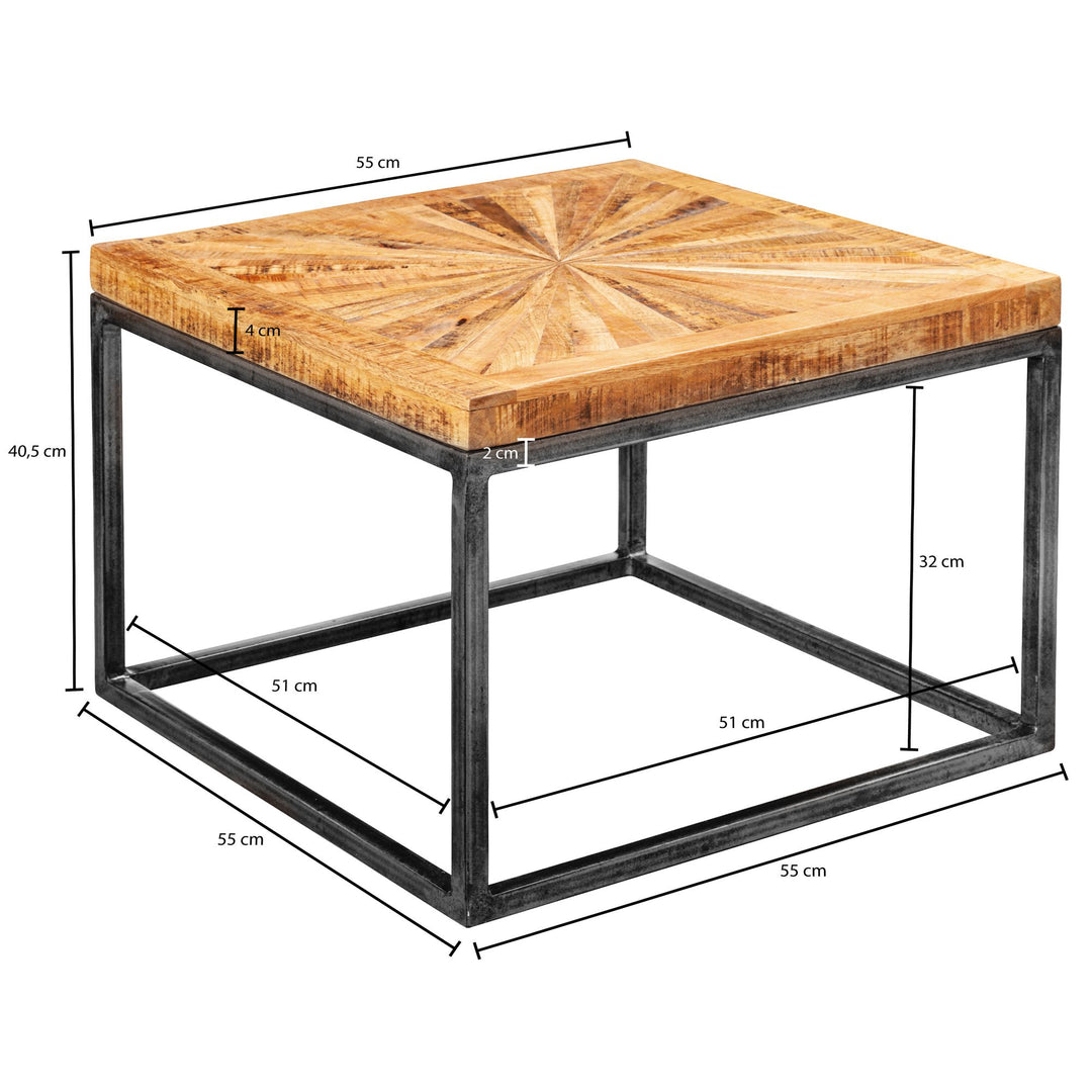 Couchtisch aus Mangoholz_ modernes Design_ große Ablagefläche_ stabile Beine - KADIMA DESIGN_Größe_ 55x55x40 cm_