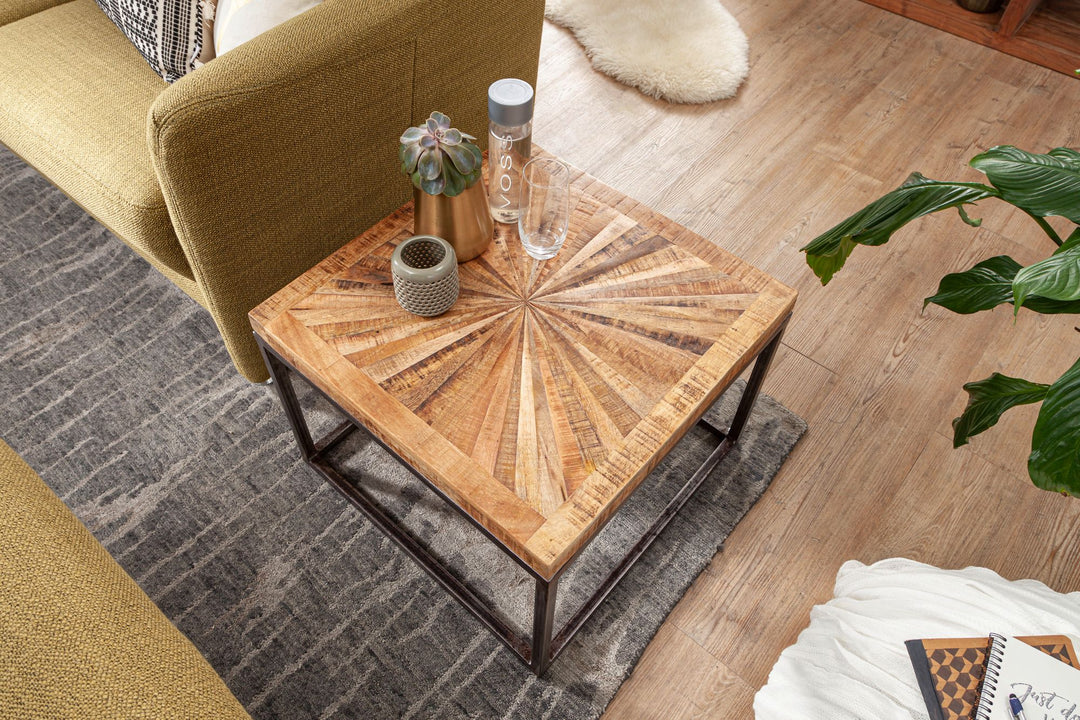 Couchtisch aus Mangoholz_ modernes Design_ große Ablagefläche_ stabile Beine - KADIMA DESIGN_Größe_ 55x55x40 cm_