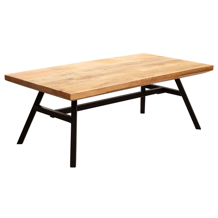 Couchtisch Holz Massiv Metall/Mango_ Massivholz/Schwarze pulverbeschichteten Edelstahlbeinen - Moderner Look_ Stabil - KADIMA DESIGN_Größe_ 110x60x42 cm_#sku_BARWL5.955#