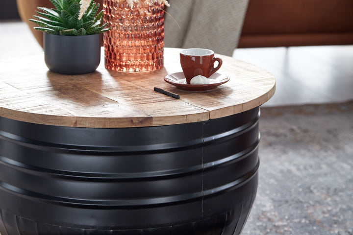 Industrial Couchtisch aus Mango Massivholz_ Stauraum_ Handgefertigtes Unikat - KADIMA DESIGN_Größe_ 60x60x41 cm_