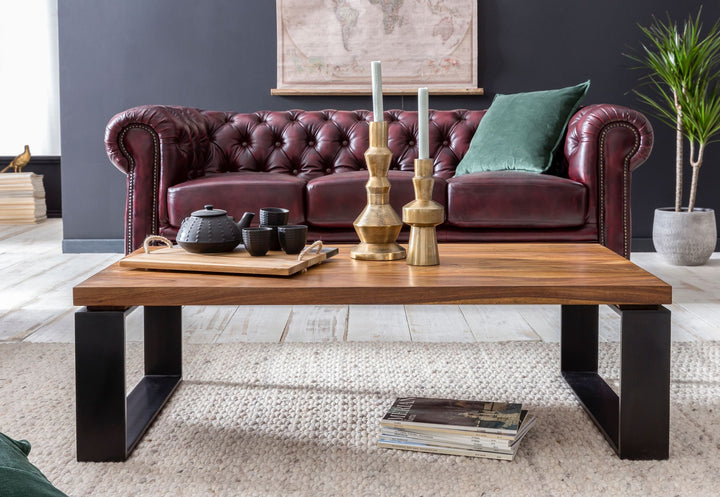 Industrial Couchtisch_ Holz und Metall_ 115x60 cm_ Einzigartige Holzmaserung - KADIMA DESIGN_Größe_ 115x60x35 cm_