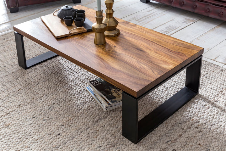Industrial Couchtisch_ Holz und Metall_ 115x60 cm_ Einzigartige Holzmaserung - KADIMA DESIGN_Größe_ 115x60x35 cm_